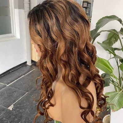 Brown Body Wave Frontal 4x4 Lace Wigs Transparent Lace Closure 200gram