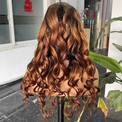 Brown Body Wave Frontal 4x4 Lace Wigs Transparent Lace Closure 200gram
