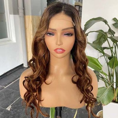 Brown Body Wave Frontal 4x4 Lace Wigs Transparent Lace Closure 200gram